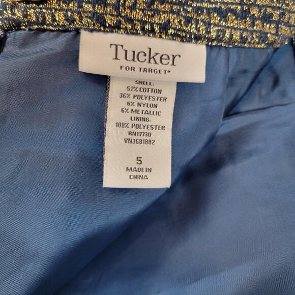 Tucker for Target Women's Size 5 A-Line Metallic Jacquard Skirt Navy Gold - Picture 5 of 6